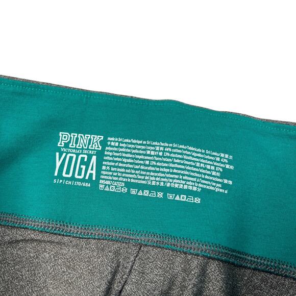 PINK Victorias Secret Yoga Leggings Colorblock Mesh Gray/Teal Green Womens Small - Picture 6 of 6